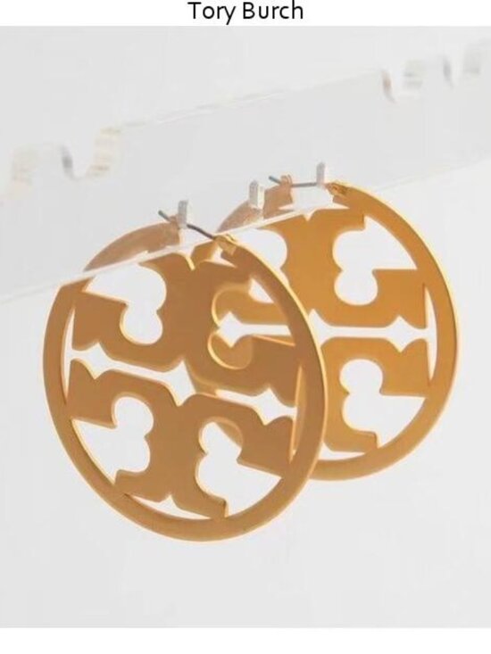 Tory Burch Miller Logo Gold Hoop Earrings